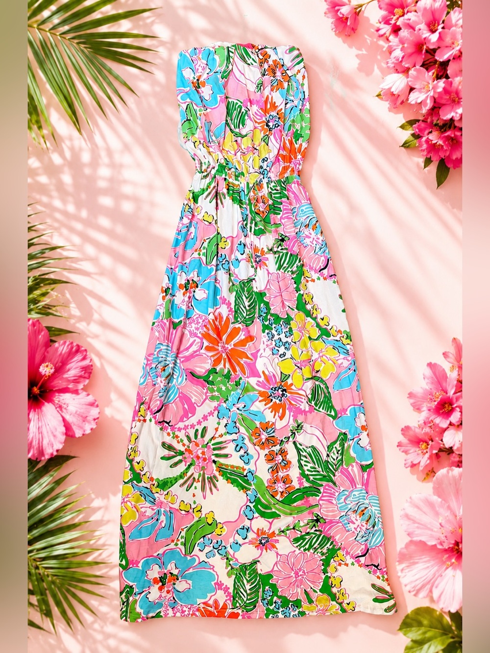 Lilly Pulitzer Strapless Floral Maxi Dress